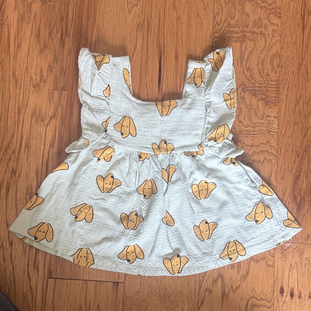 Zara 5T Light Blue top with Yellow Dog Print